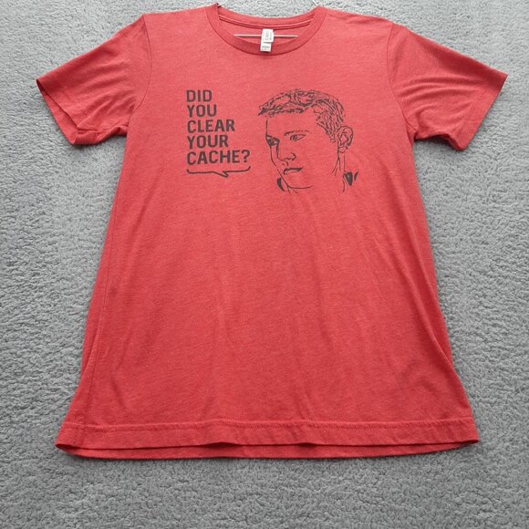 Did You Clear Your Cache? Red Graphic T-Shirt Canvas Small - Picture 1 of 4